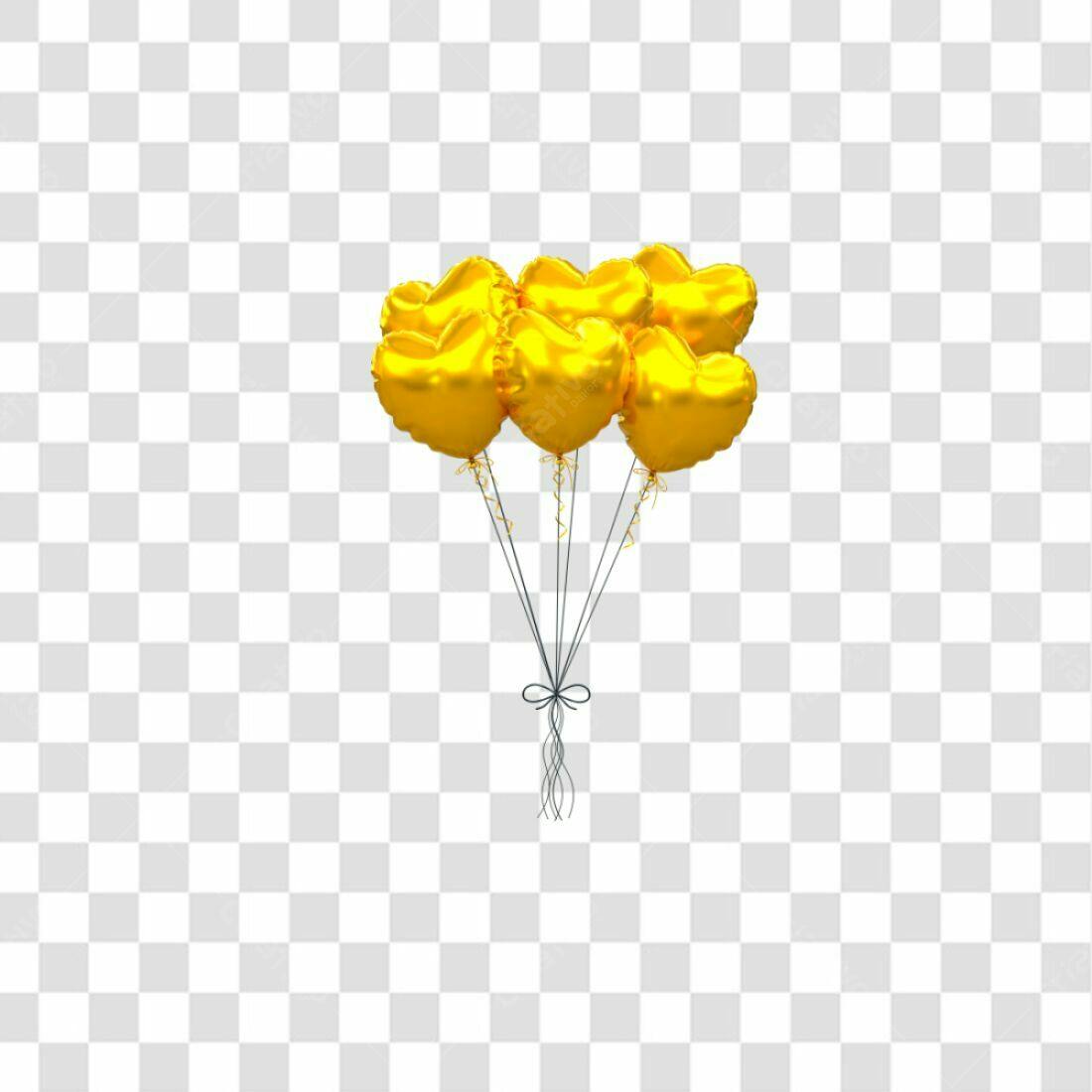 Icone Balões em formato de coração dourado PNG com fundo transparente