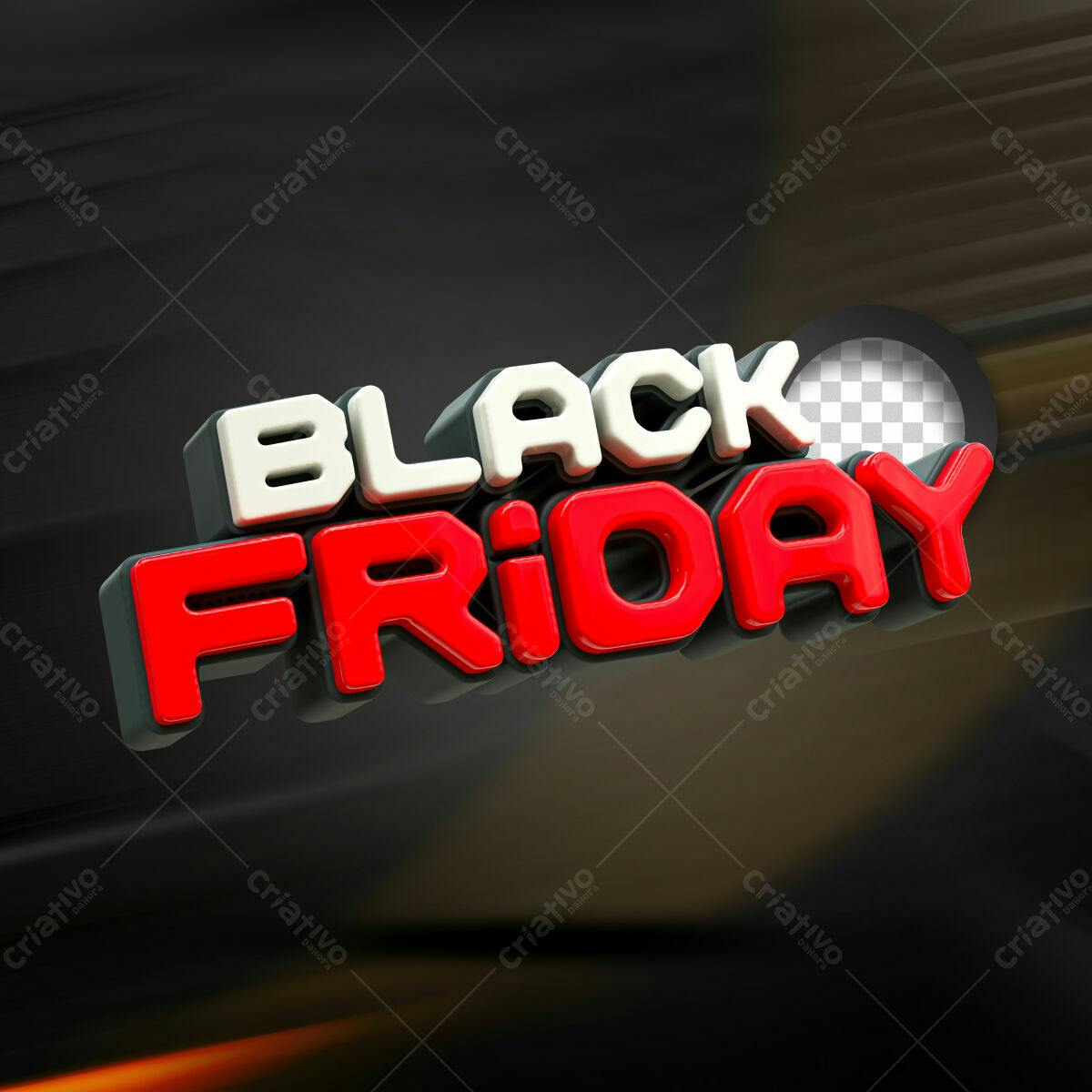 Selo 3D promocional Black Friday vermelho e branco