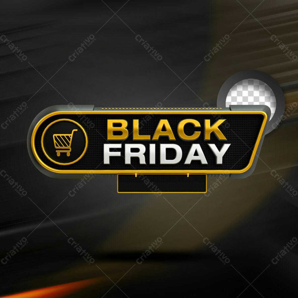 Selo 3D Black Friday dourado e preto