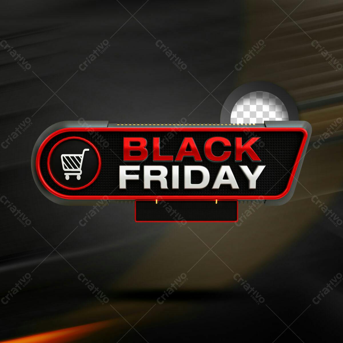 Selo 3D Black Friday vermelho e preto