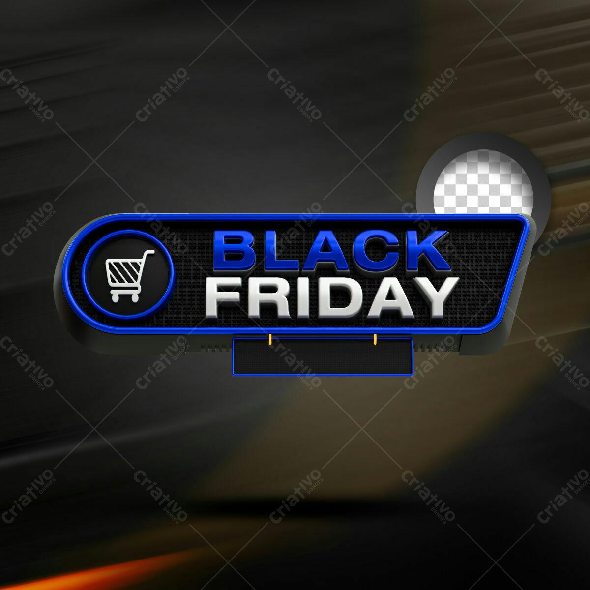 Selo 3D Black Friday azul e metálico