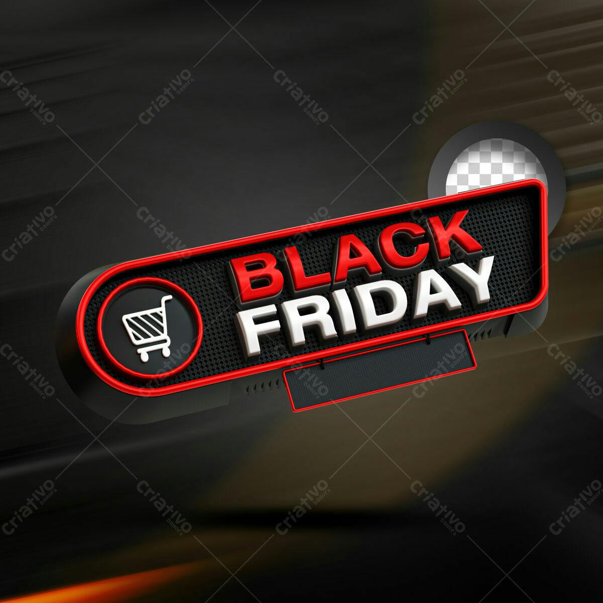 Selo 3D Black Friday vermelho e branco