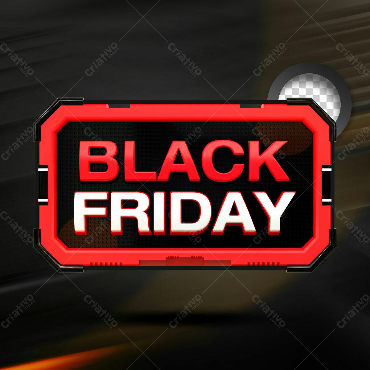 Selo 3D promocional Black Friday vermelho e preto