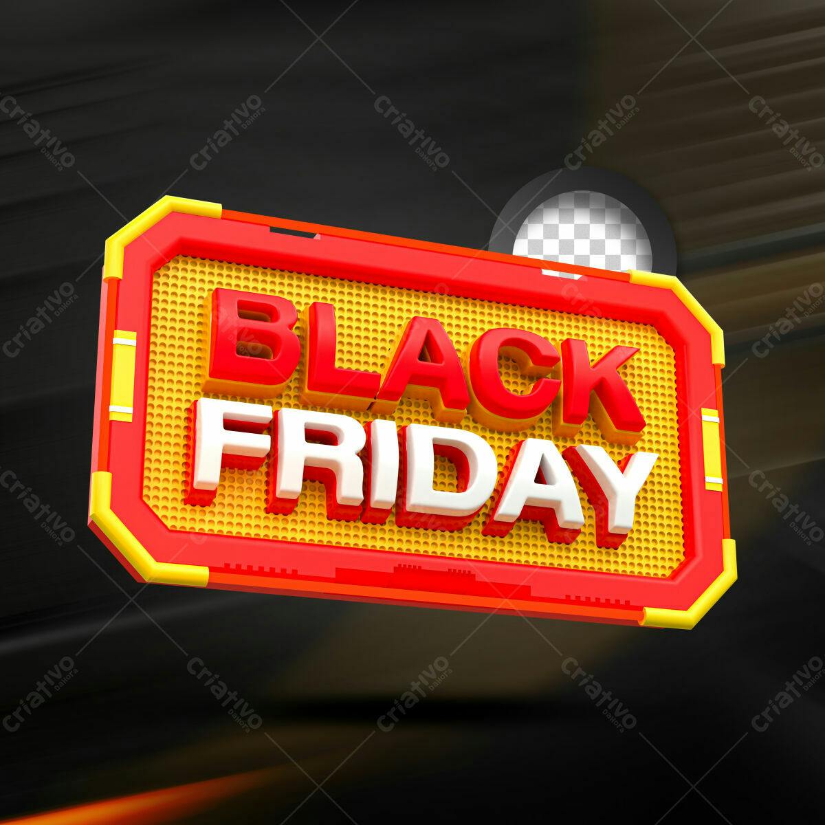 Selo 3D promocional Black Friday vermelho e amarelo