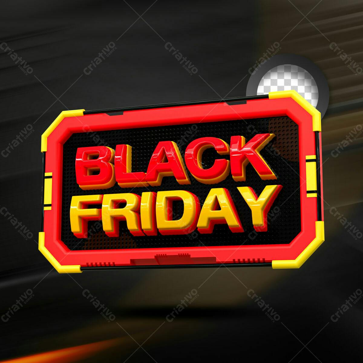 Selo 3D promocional Black Friday vermelho e amarelo