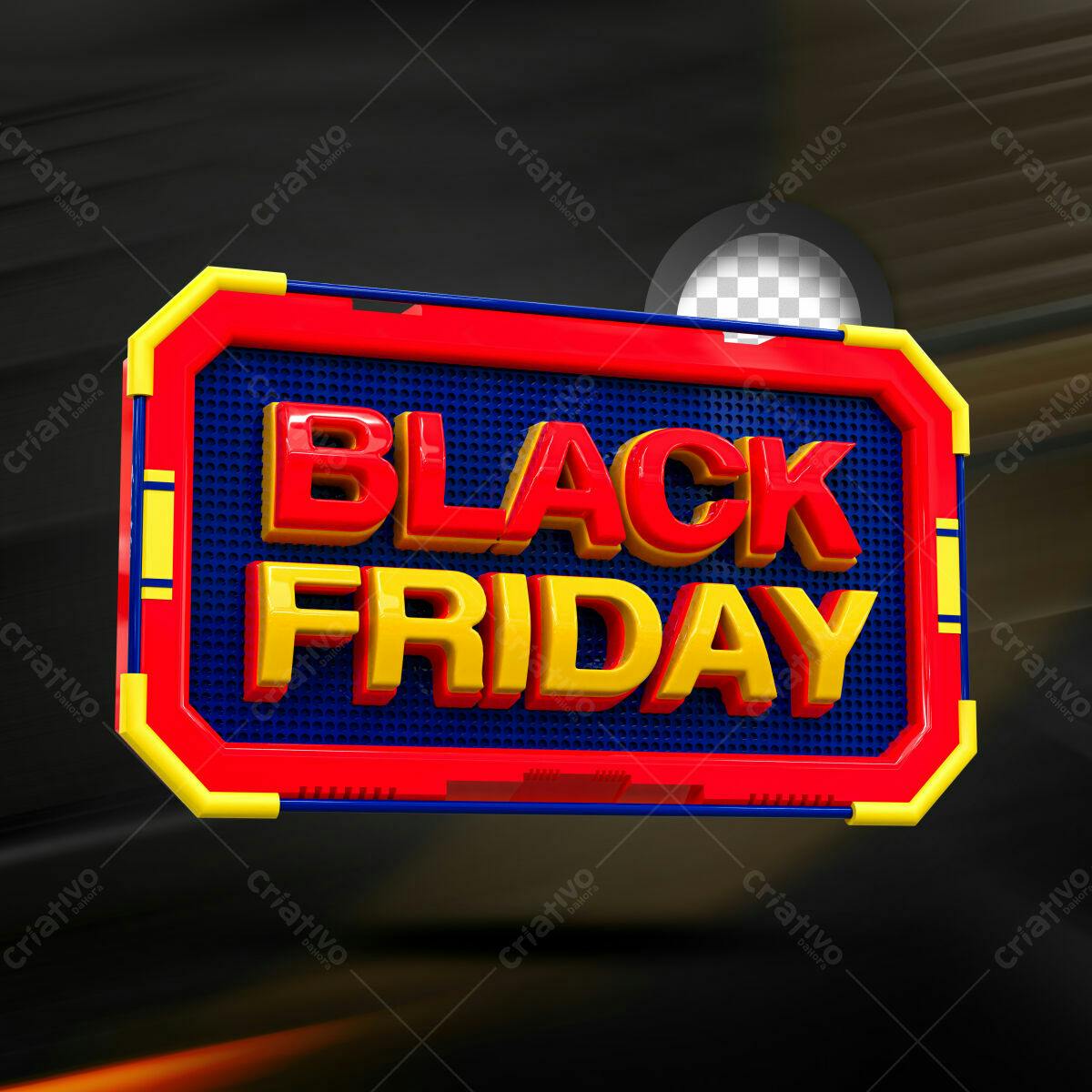 Selo 3D promocional Black Friday vermelho e amarelo