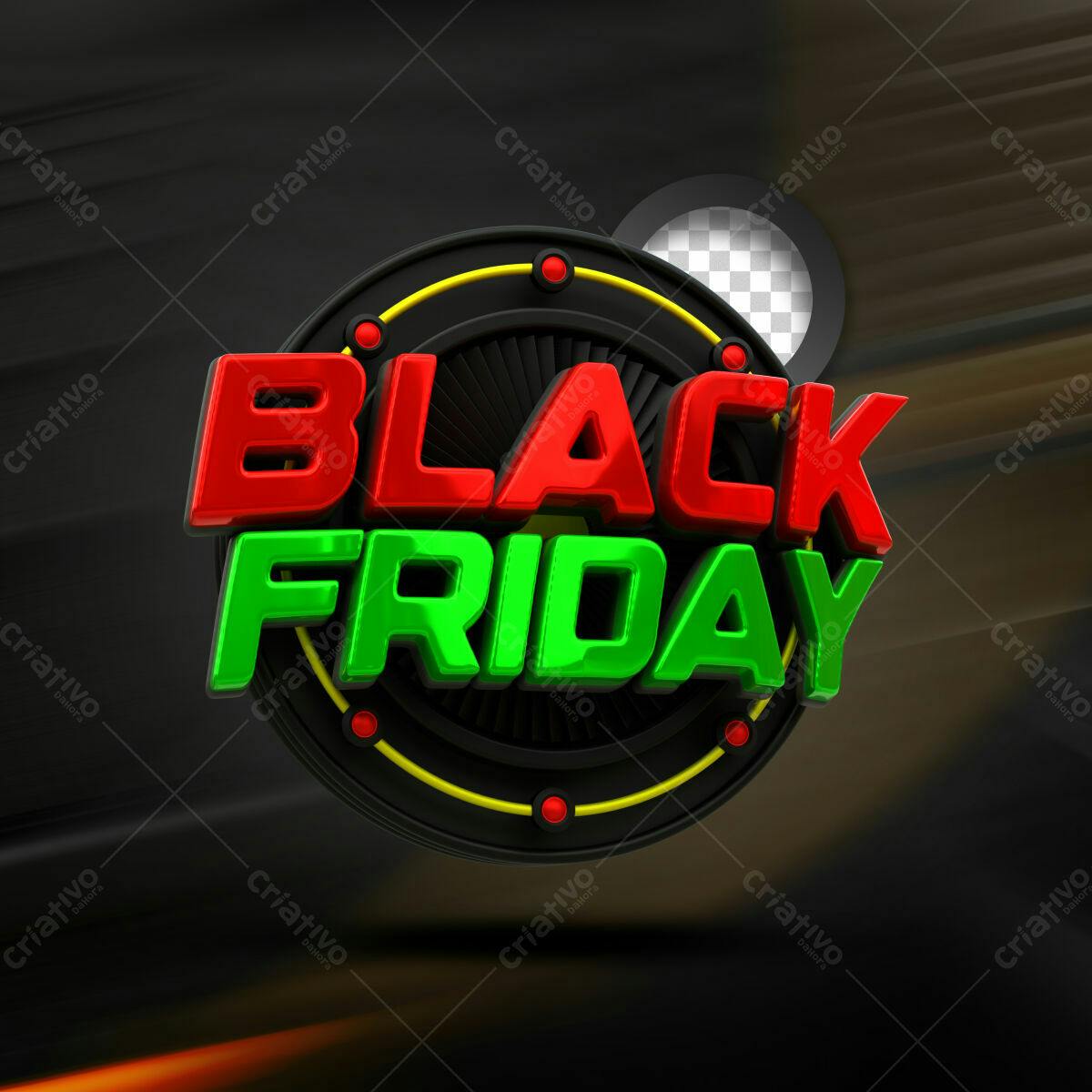Selo 3D promocional Black Friday vermelho e verde