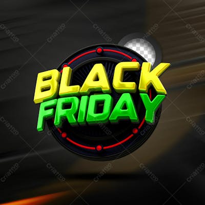 Black Friday 3D Stamp 3D Realistic Render For Psd Composition