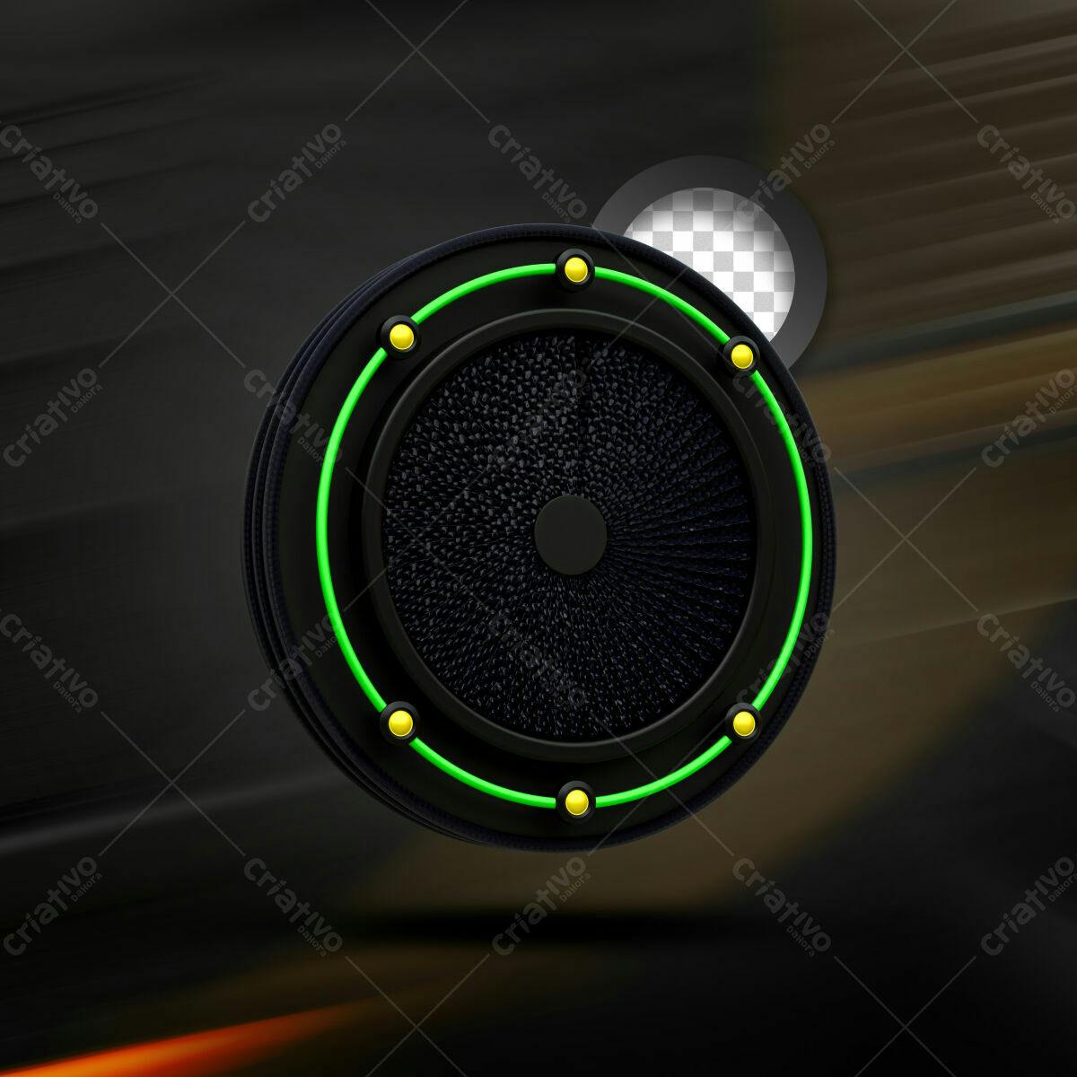 Selo 3D futurista preto e verde neon