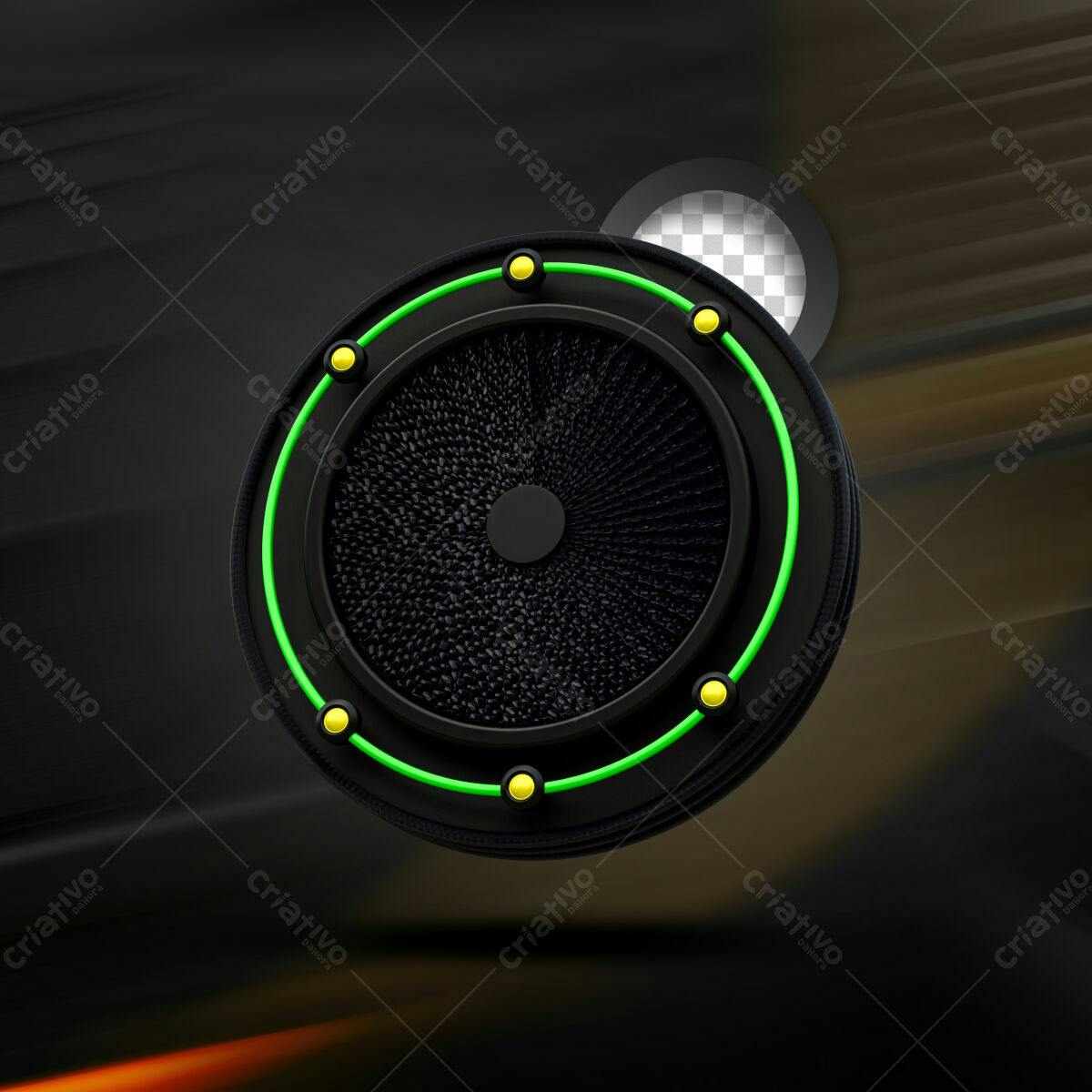 Selo 3D futurista preto e verde neon