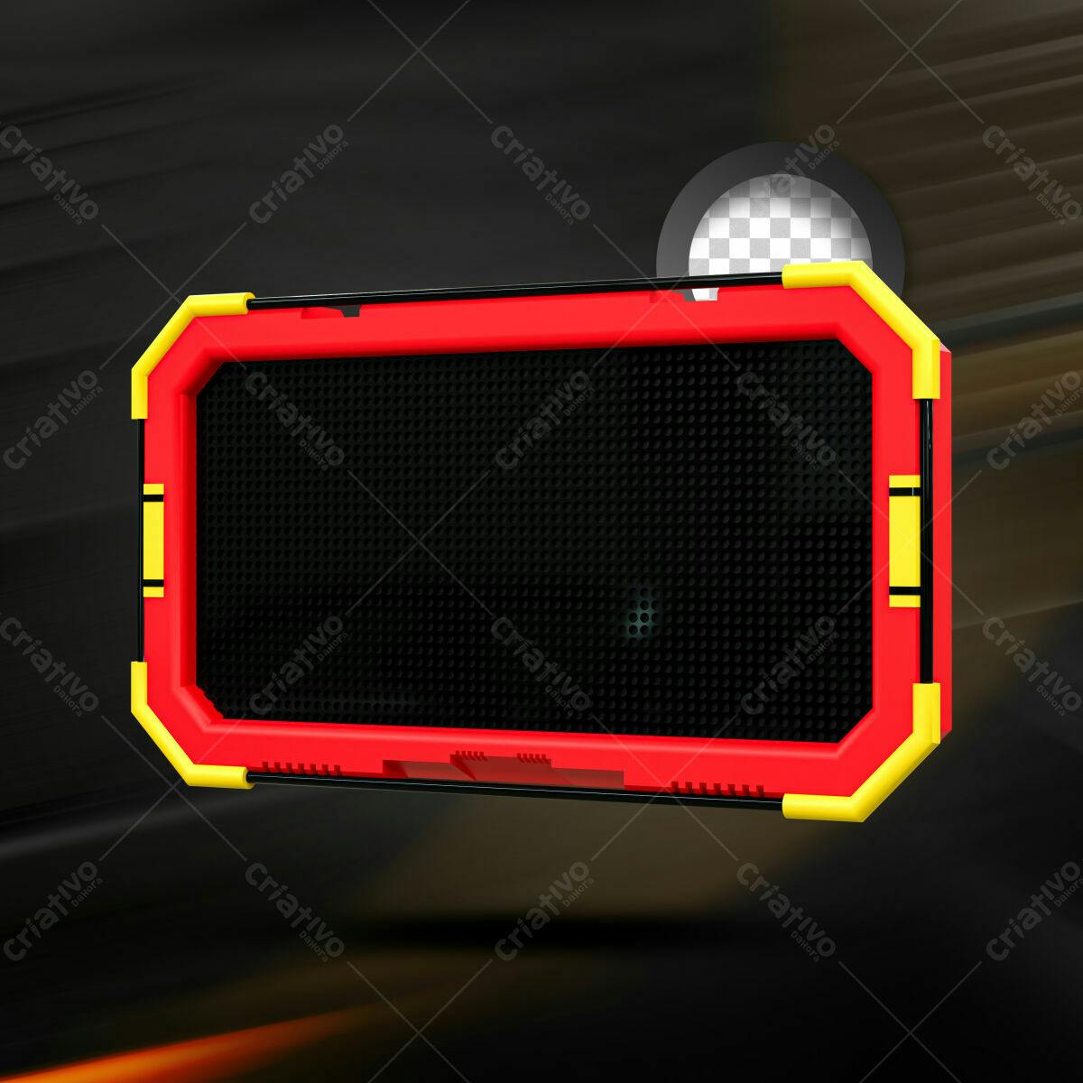 Selo 3D promocional vermelho e amarelo