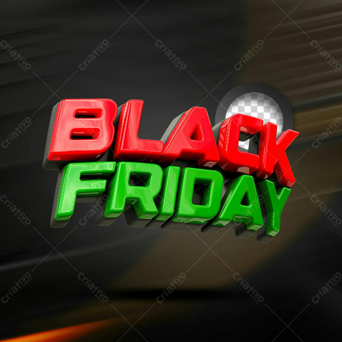 Selo 3D promocional Black Friday vermelho e verde
