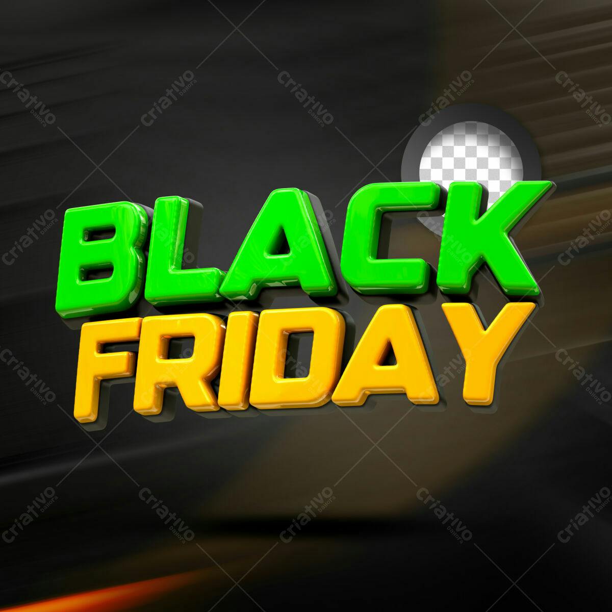 Selo 3D promocional Black Friday verde e amarelo