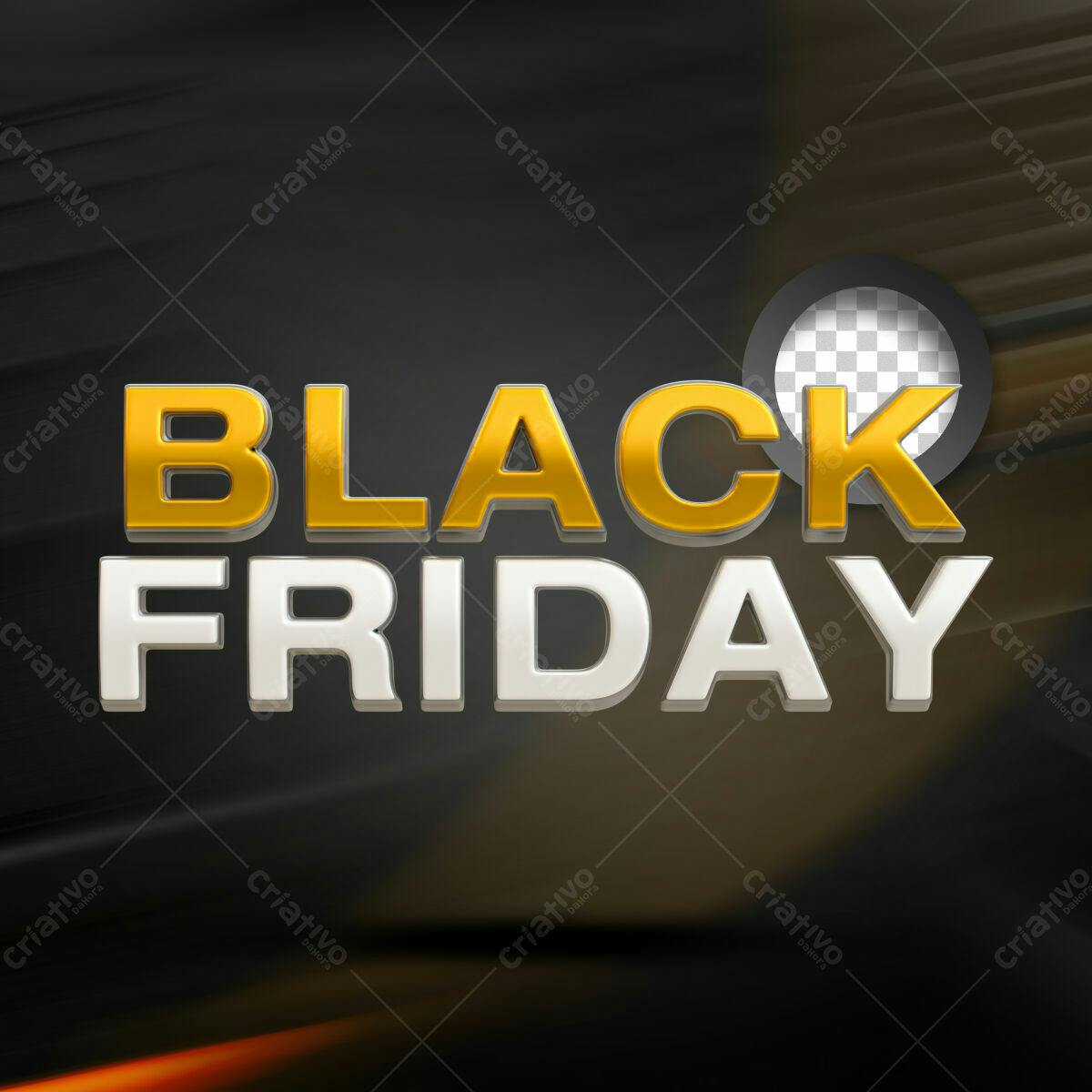 Selo 3D promocional Black Friday dourado e prata