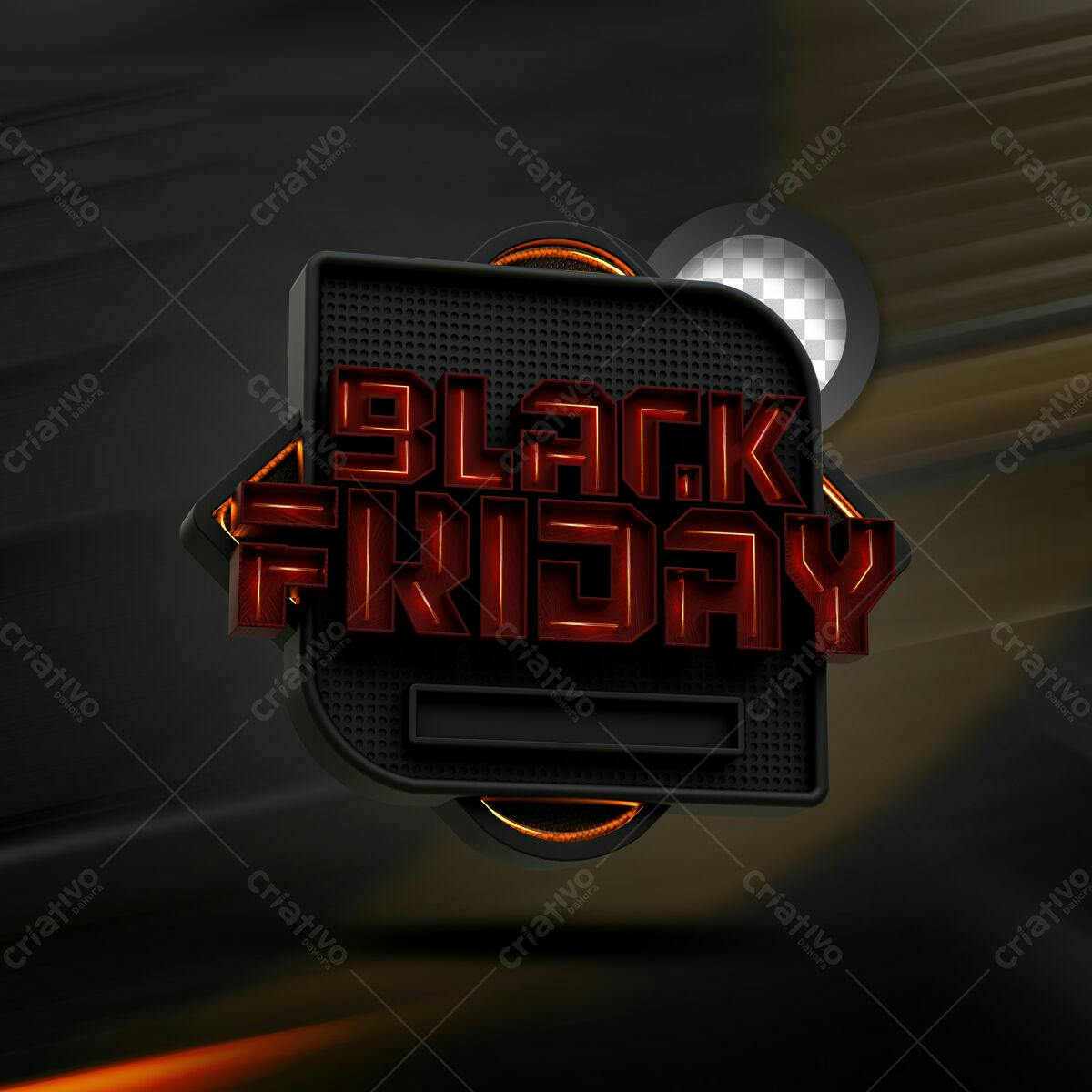 Selo 3D Black Friday Preto e Vermelho Metálico