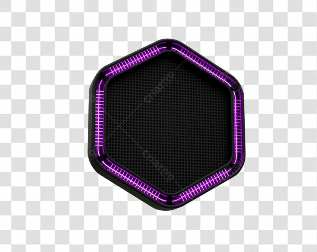 Icone Neon Hexagonal Preto e Roxo PNG com fundo transparente