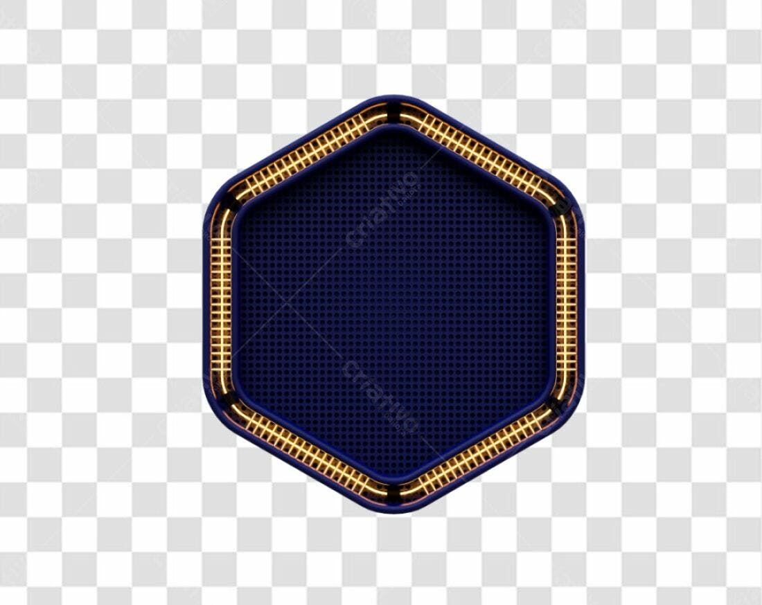 Moldura Hexagonal Azul e Dourada PNG com fundo transparente