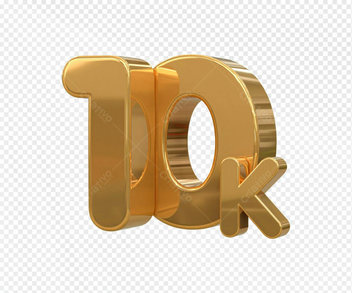 Selo 3D comemorativo dourado 10k seguidores