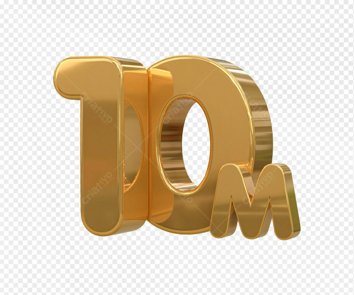 Selo 3D comemorativo dourado 10 milhões