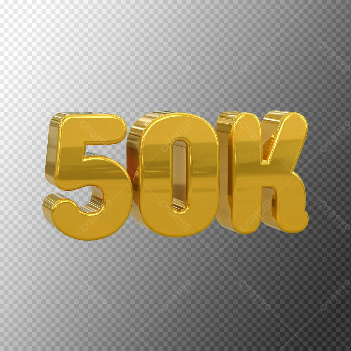 Selo 3D comemorativo dourado 50k metálico