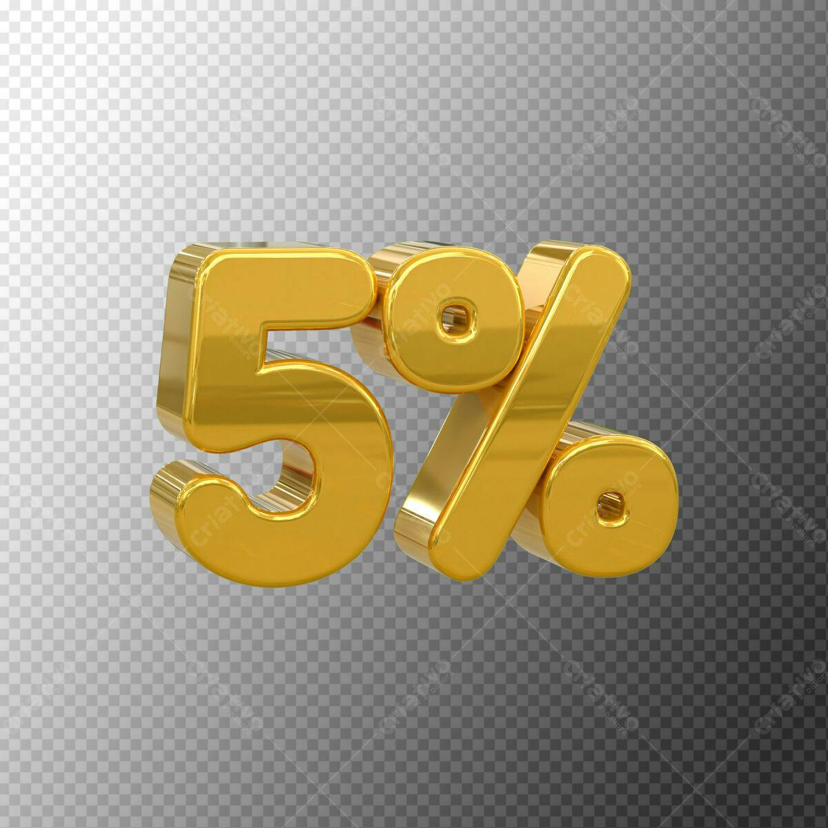 Selo 3D promocional dourado 5%