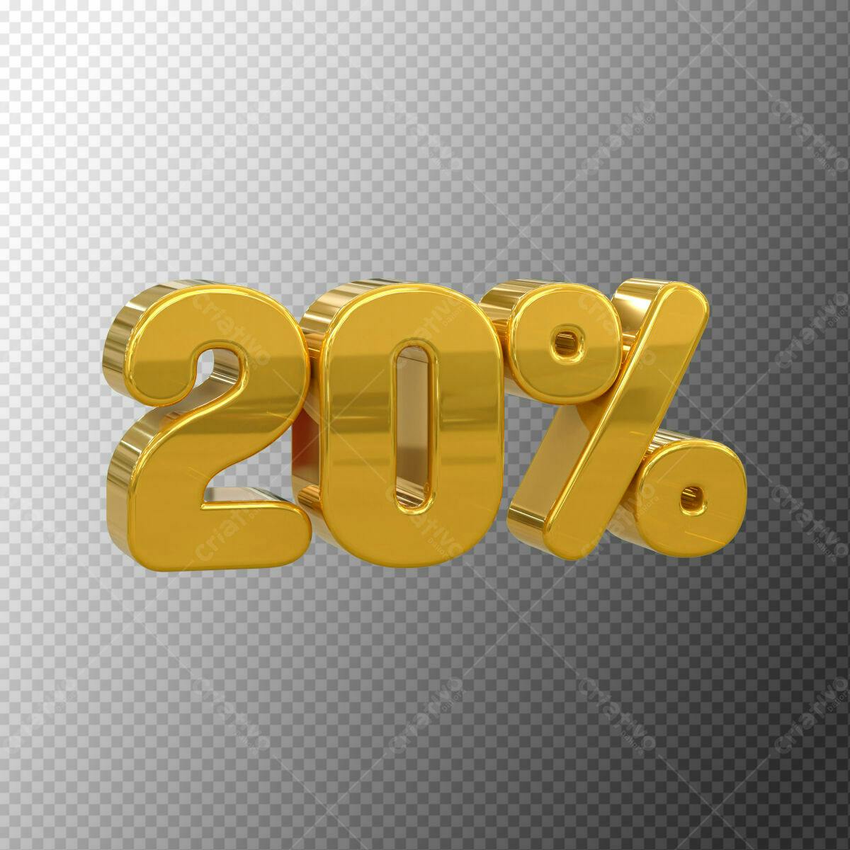 Selo 3D promocional dourado 20%