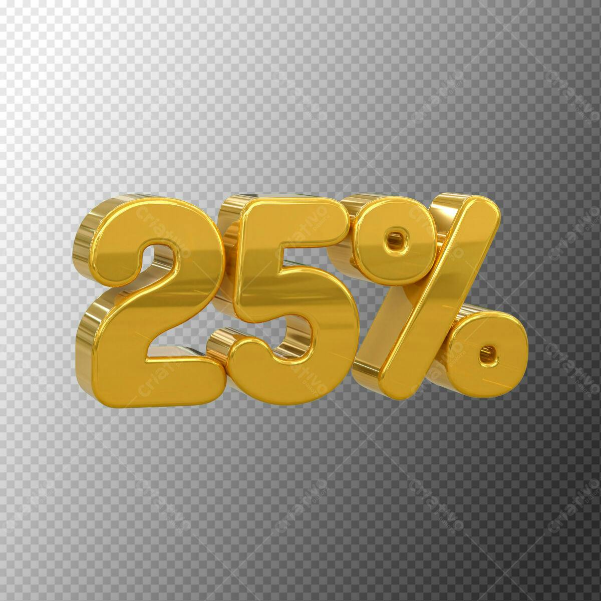 Selo 3D promoção dourado 25%