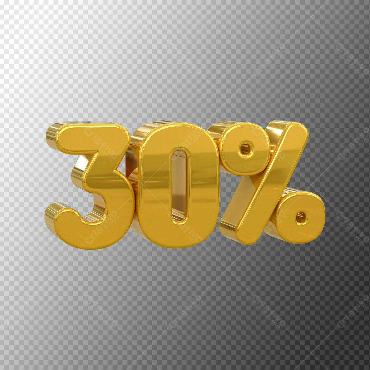 Selo 3D promocional dourado 30%