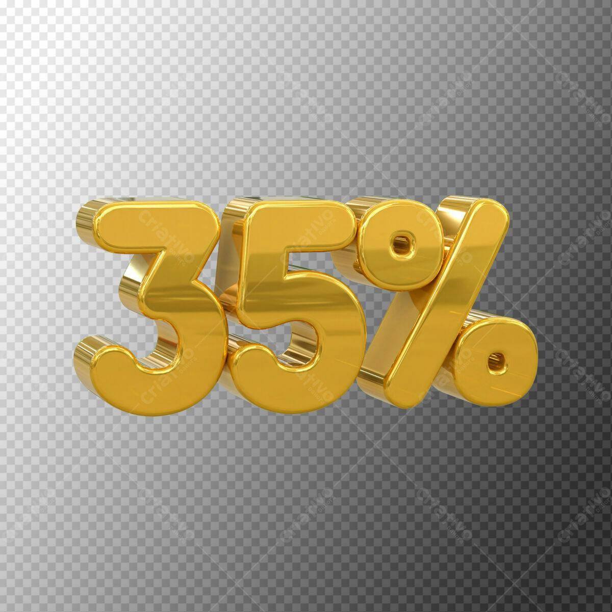 Selo 3D promocional dourado 35%