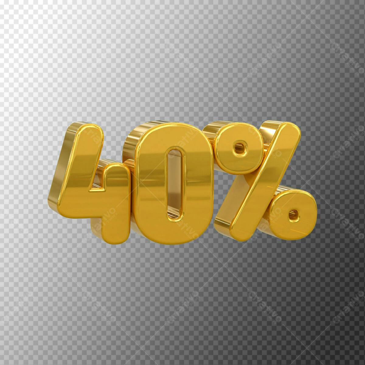 Selo 3D promocional dourado 40% desconto