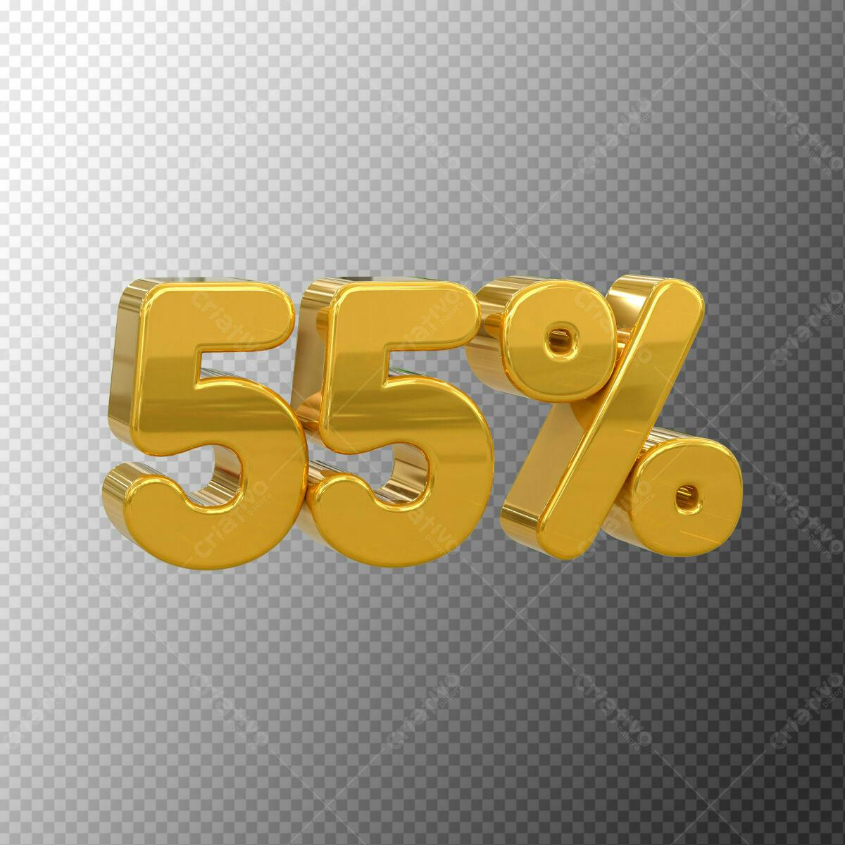 Selo 3D promocional dourado 55%