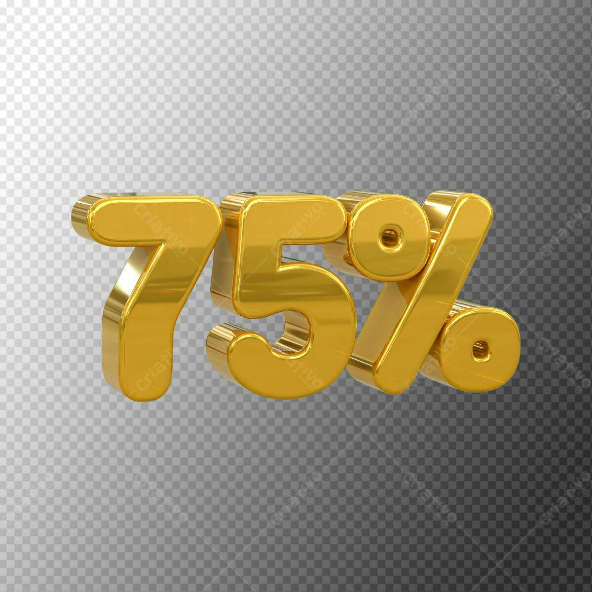 Selo 3D promocional dourado 75% desconto