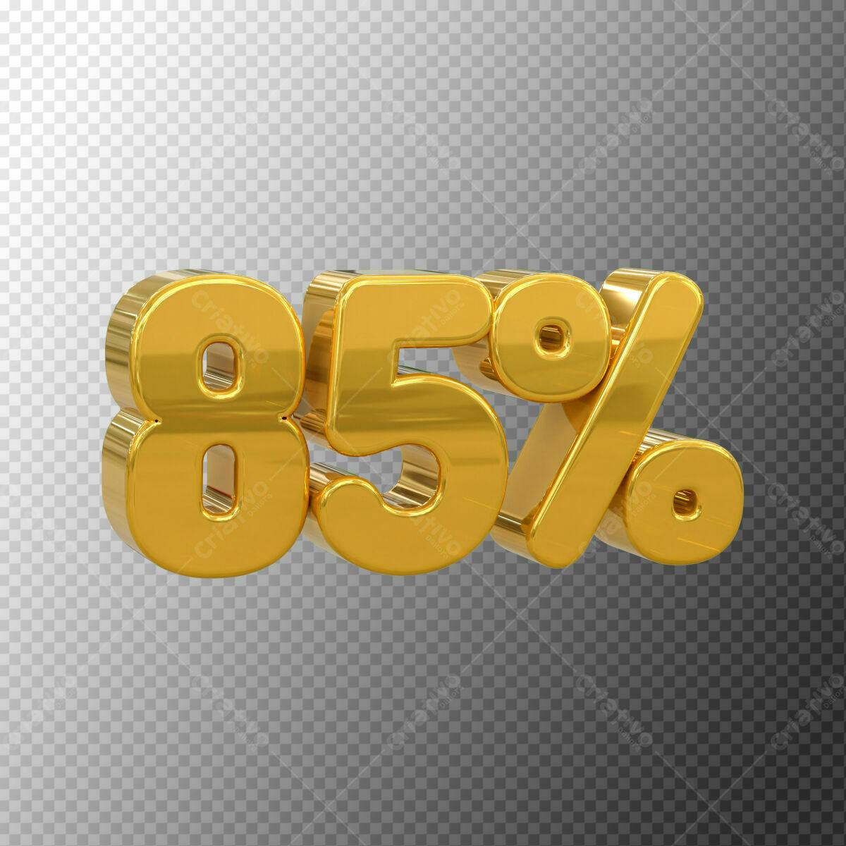 Selo 3D promocional dourado 85% desconto