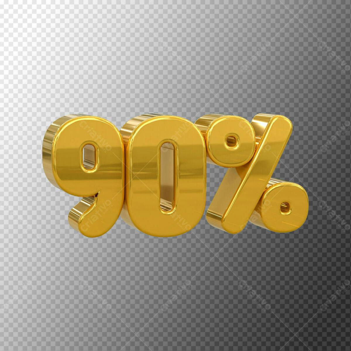 Selo 3D promoção dourado 90%