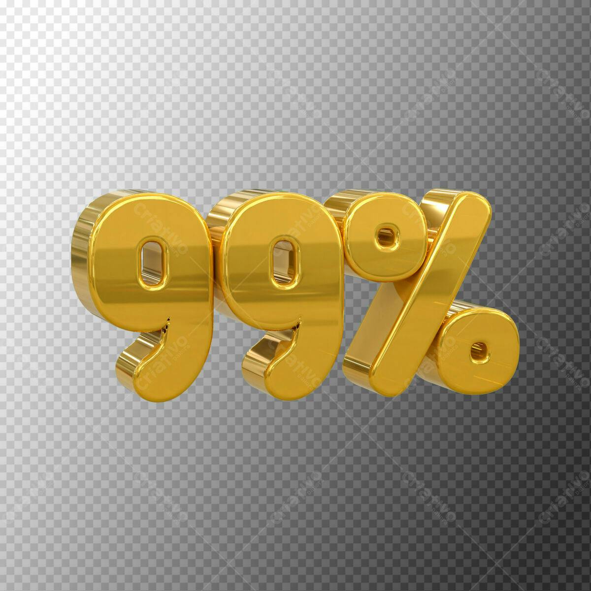 Selo 3D promocional dourado 99%