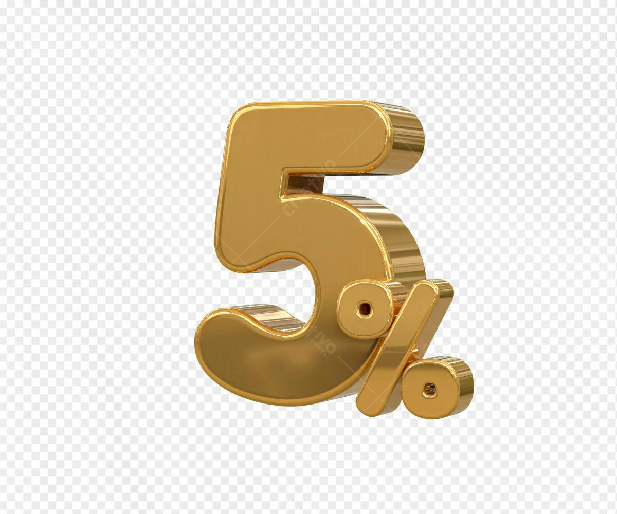 Selo 3D promocional dourado 5%