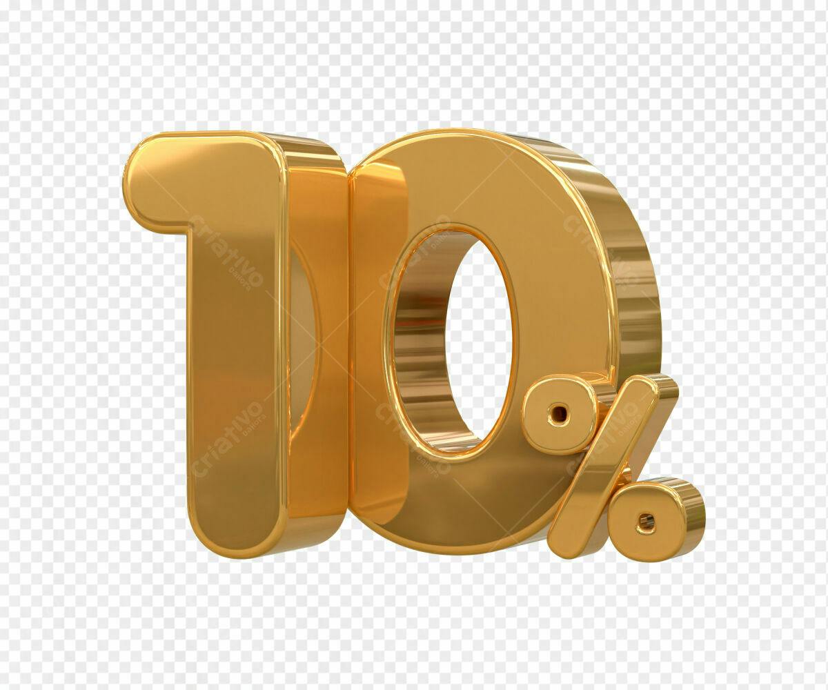 Selo 3D promocional dourado 10%