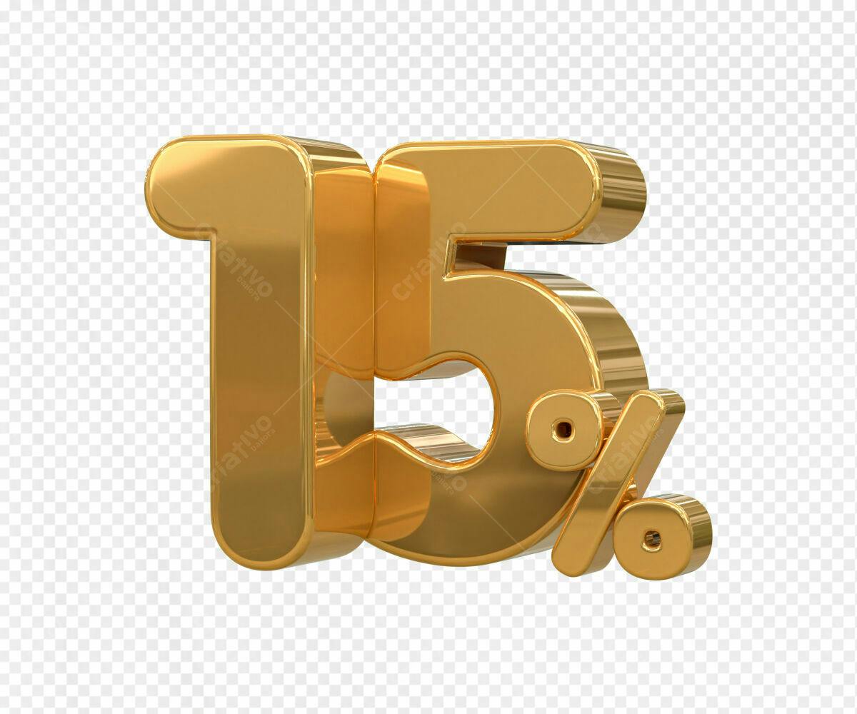 Selo 3D promocional dourado 15%