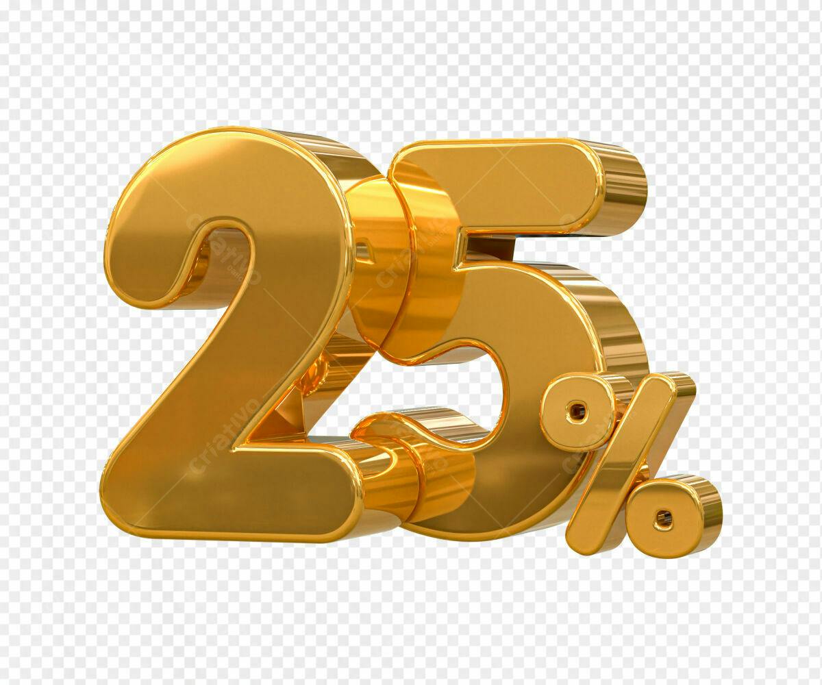 Selo 3D promocional dourado 25%