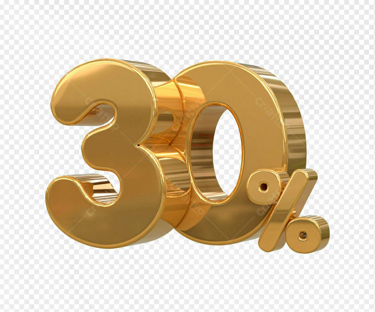 Selo 3D promocional dourado 30%