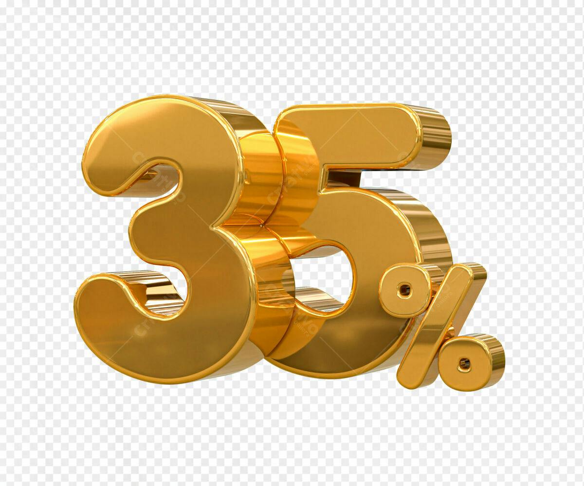 Selo 3D promocional dourado 35%