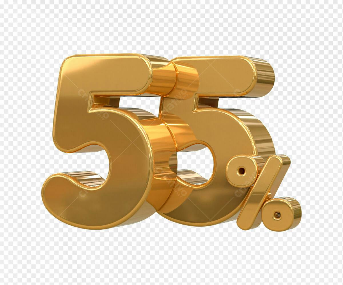 Selo 3D promocional dourado 55%