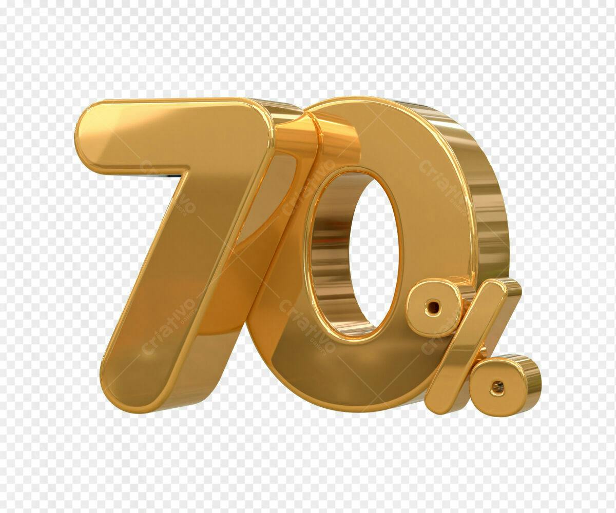 Selo 3D promocional dourado 70% desconto