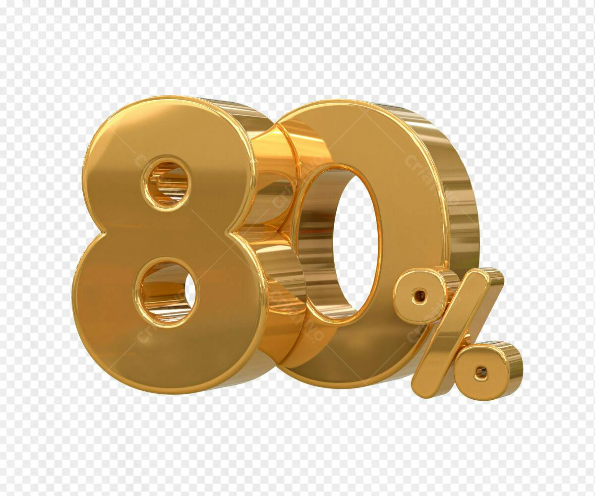 Selo 3D promocional dourado 80% desconto