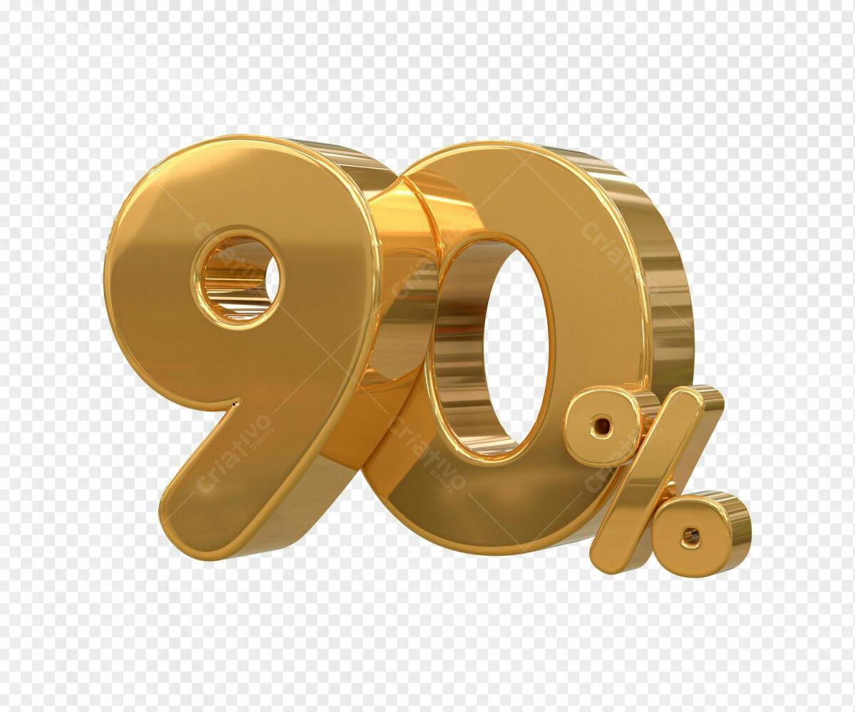 Selo 3D promocional dourado 90%