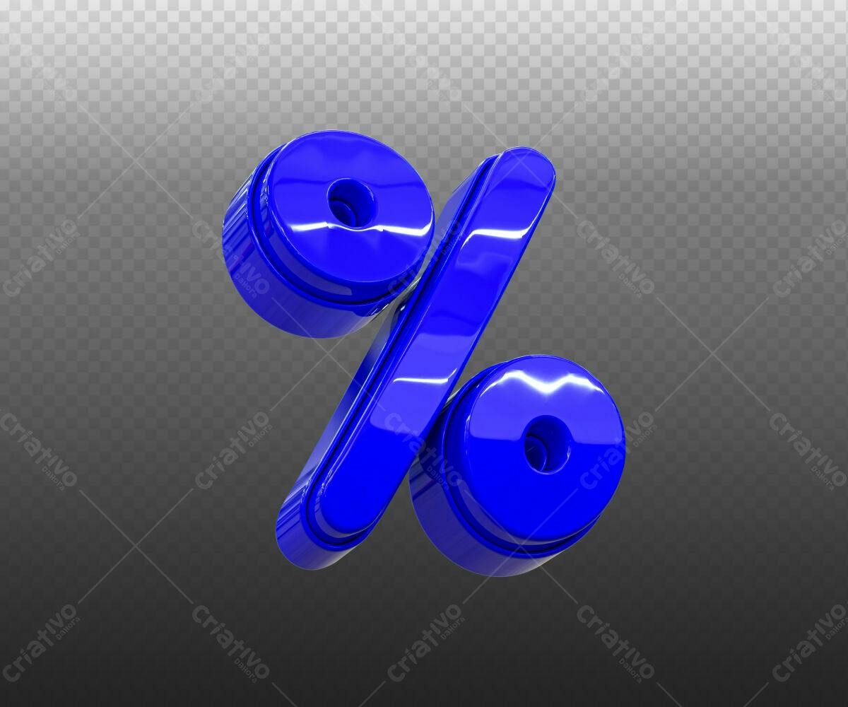 Selo 3D promocional azul brilhante percentual