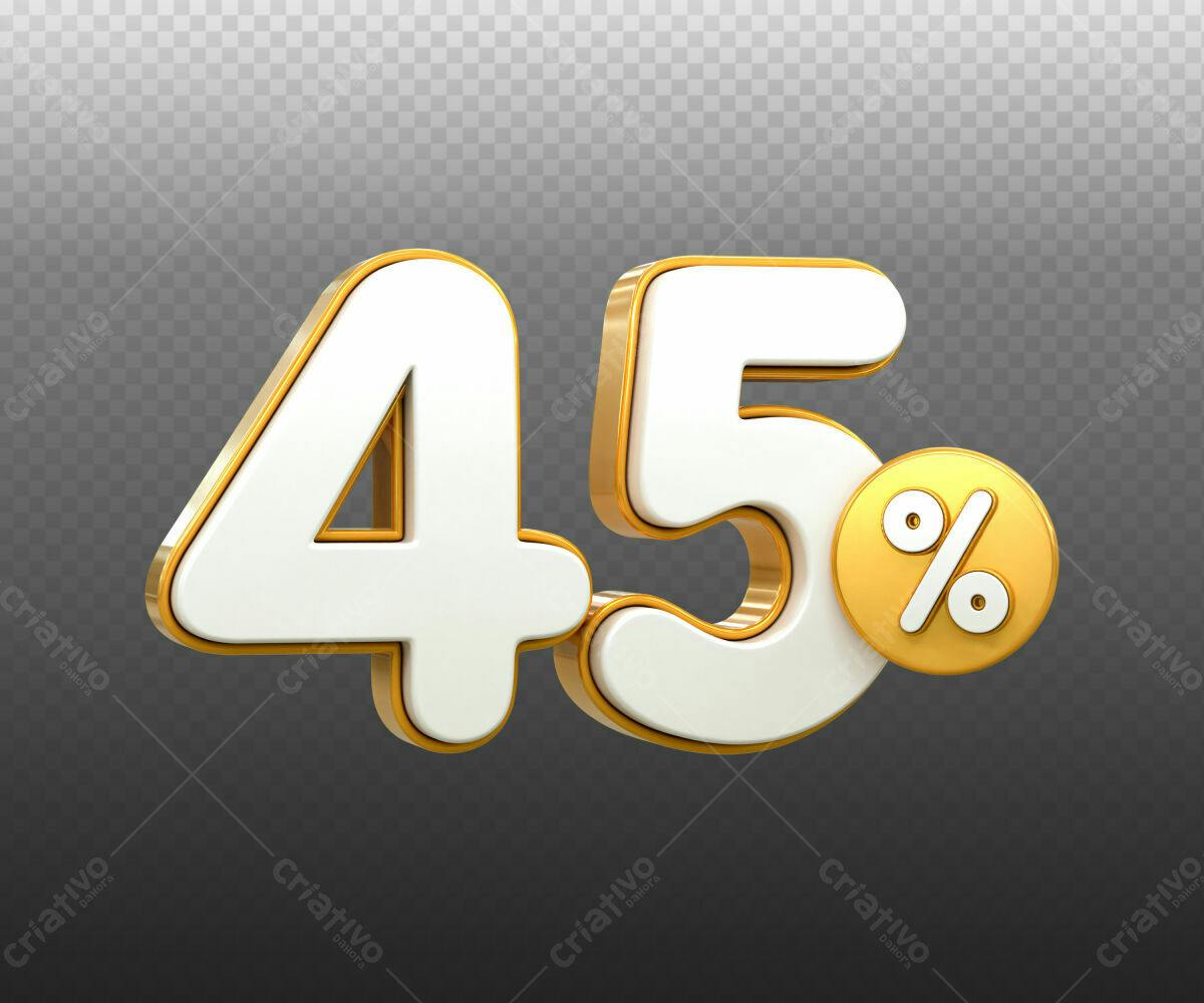 Selo 3D promocional branco e dourado 45%