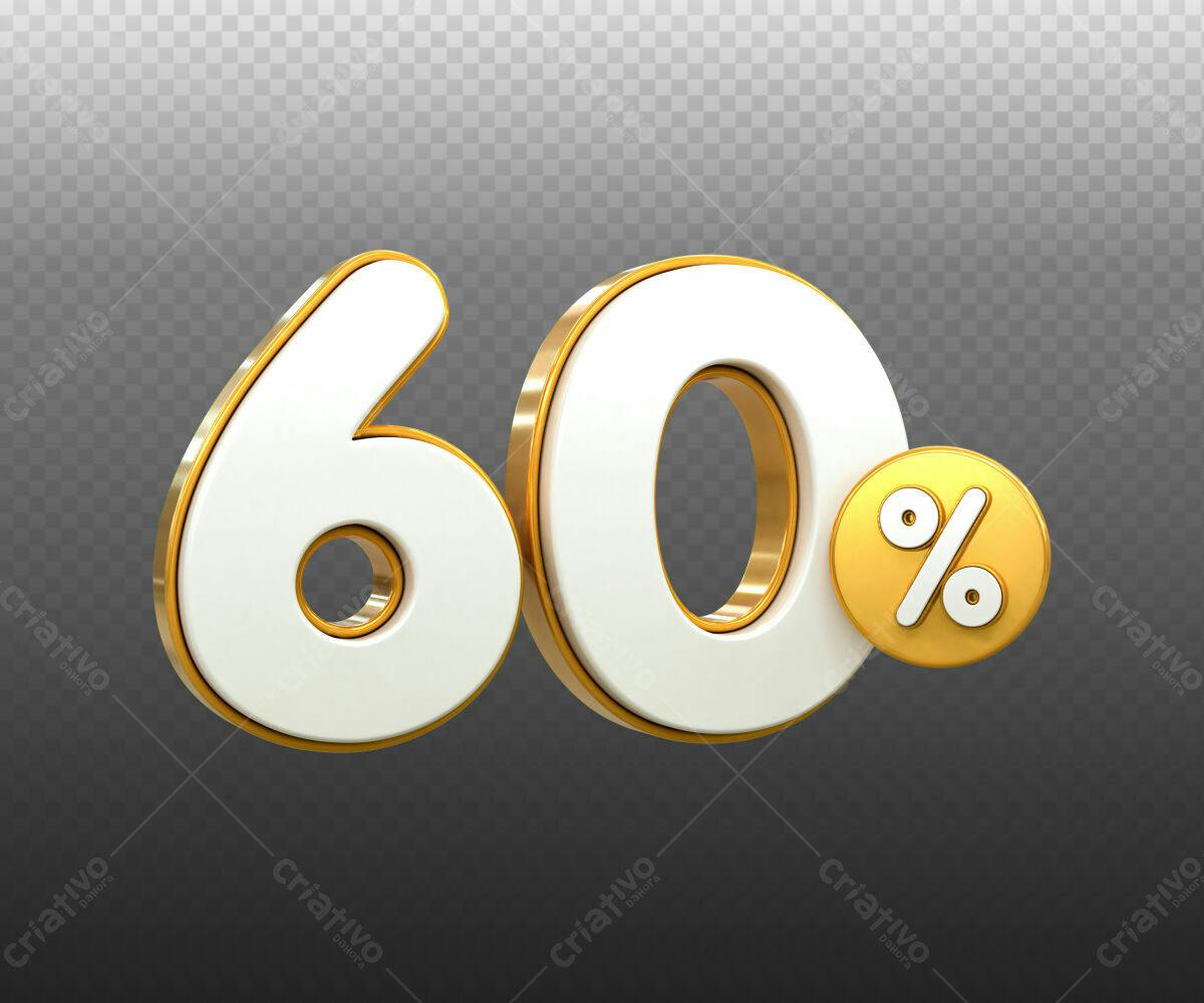Selo 3D promocional 60% branco e dourado