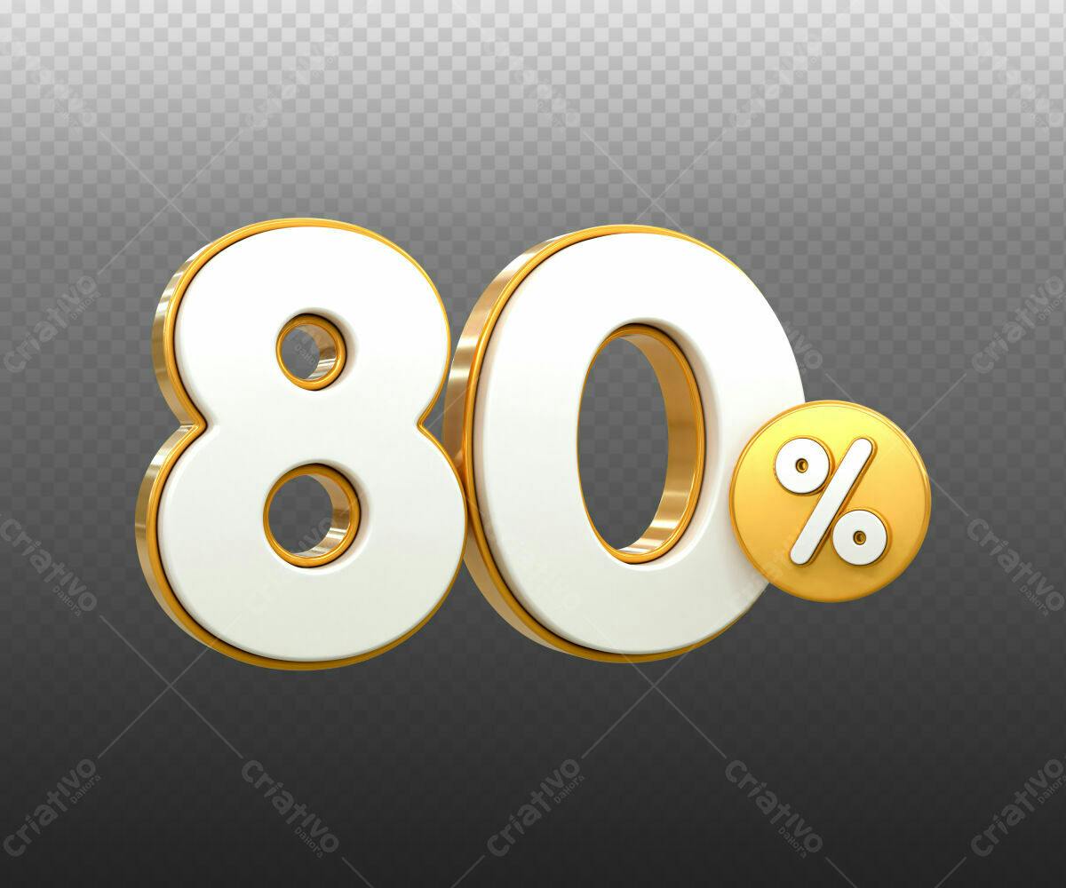 Selo 3D promocional 80% branco e dourado