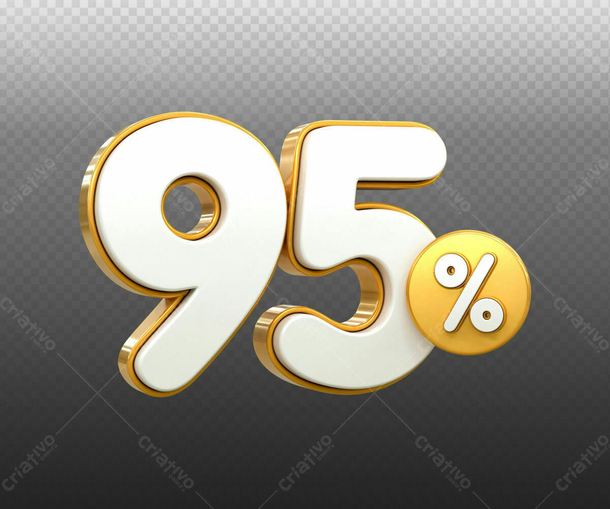 Selo 3D promocional 95% branco e dourado